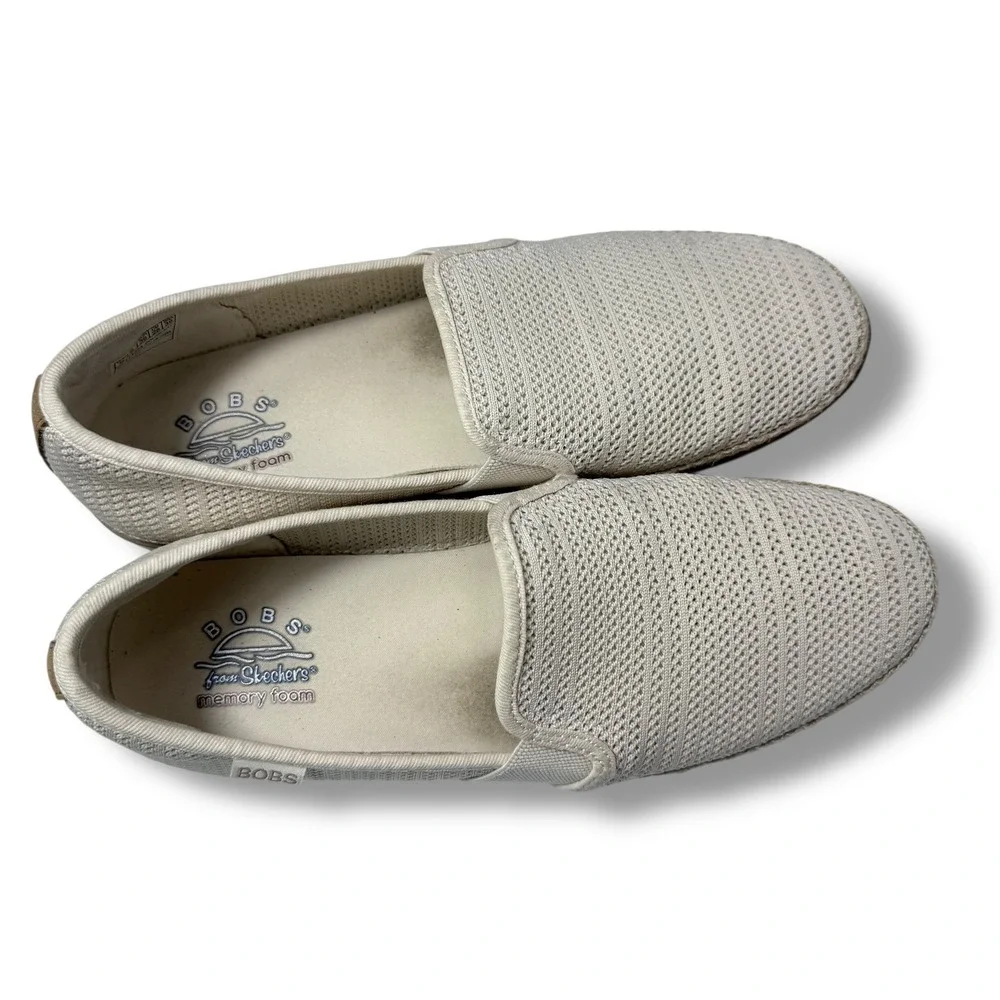 BOBS by Skechers Flexpadrille Lo slip-on shoes Women's Tan Knit Memory Foam Sz 9